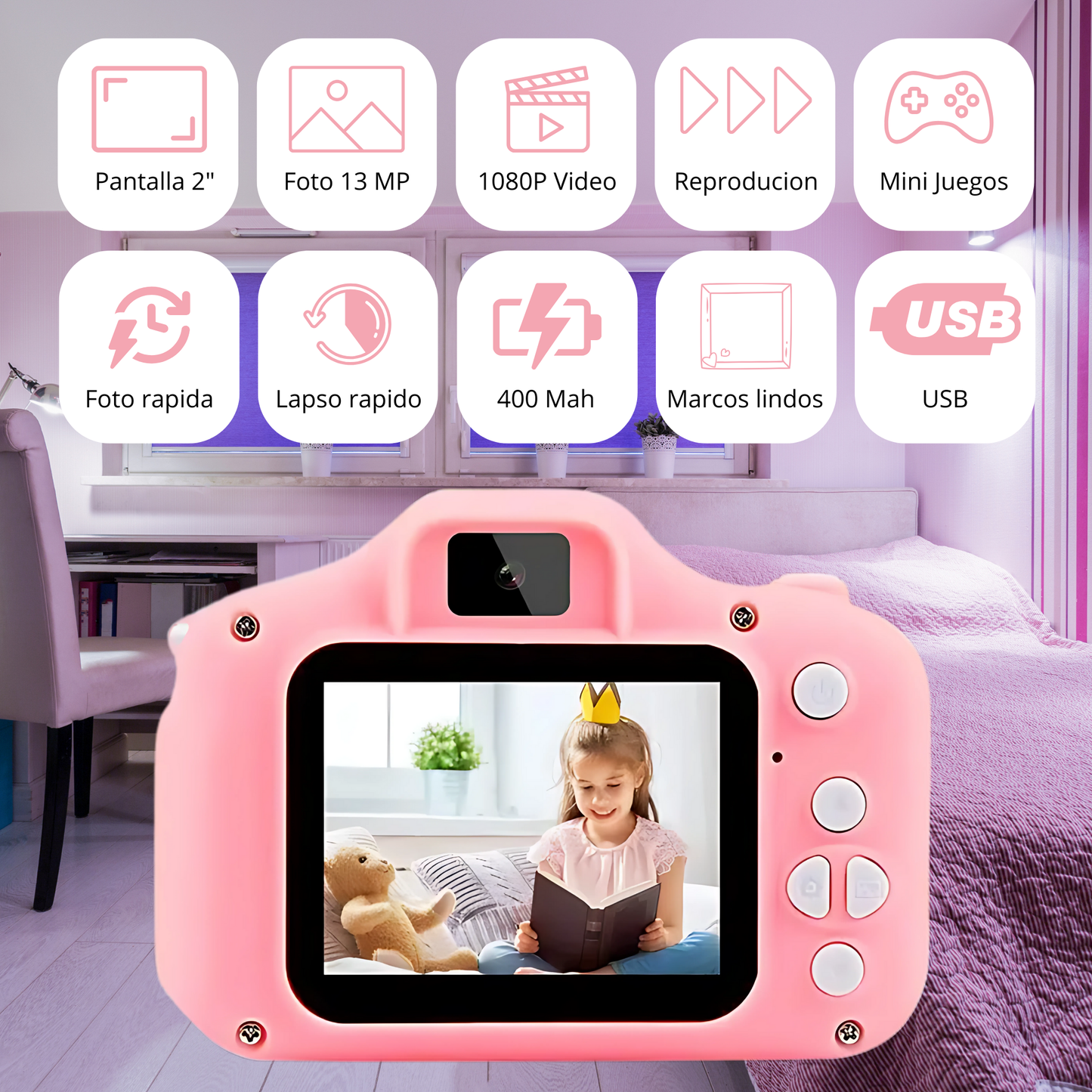 Cámara Digital Infantil 1080P – Juguete Educativo para Niños con Regalo Sorpresa 🎁